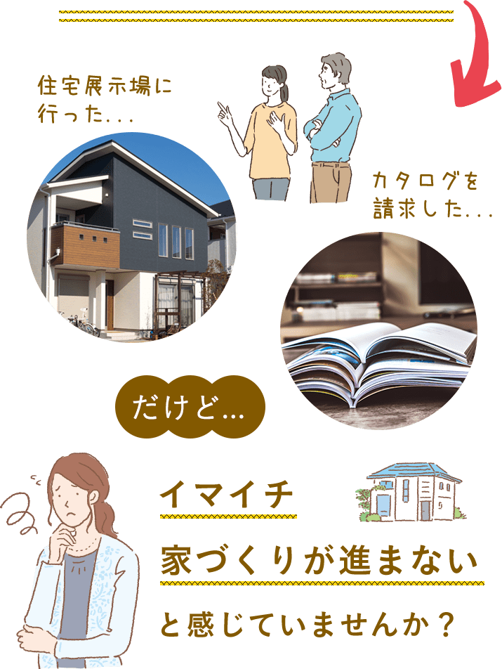 住宅展示場に行ったり、カタログを請求したりしたけど、イマイチ家づくりが進まない。