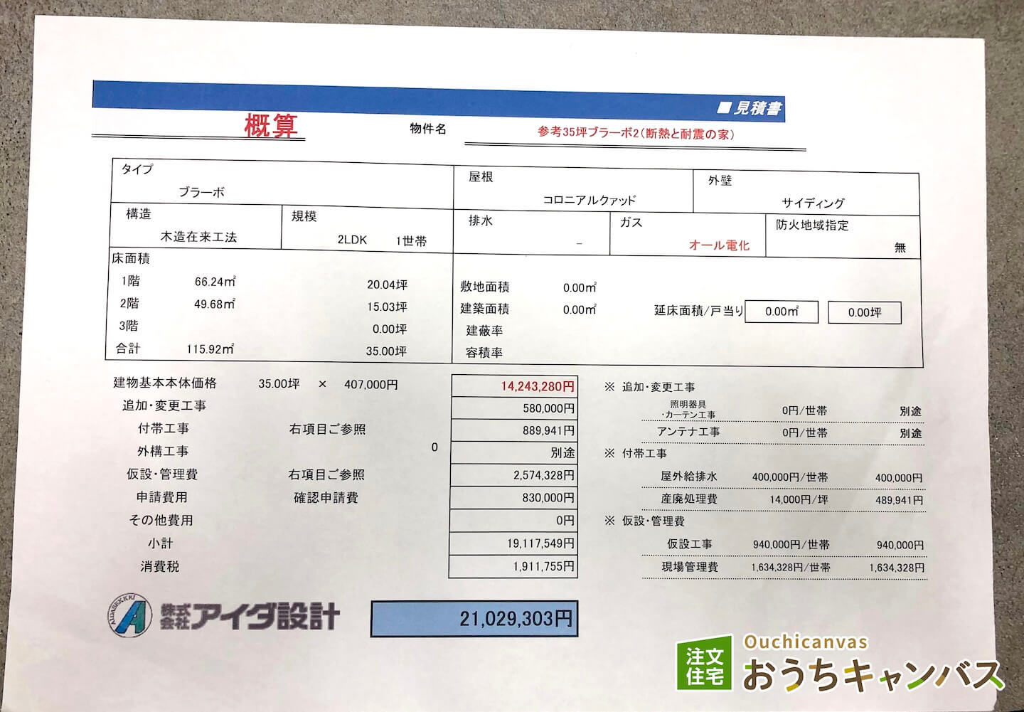 アイダ設計の見積もり