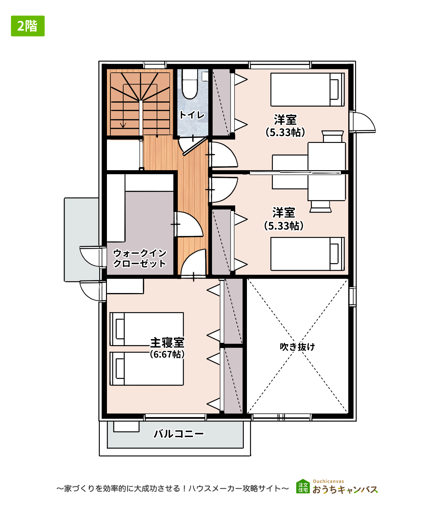 2階建て・4LDK・延べ床面積32坪2階の間取り