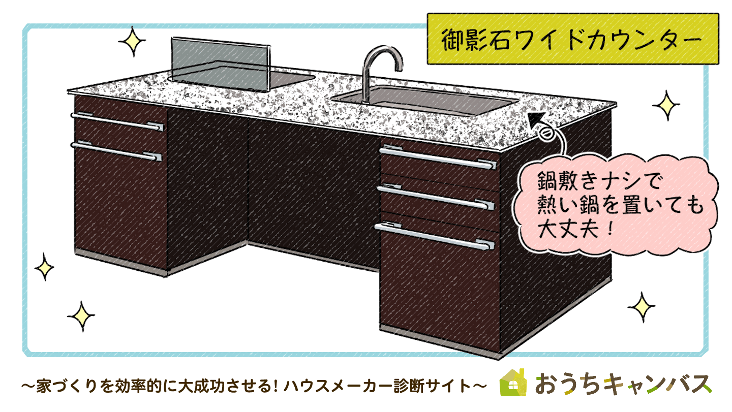 一条工務店の御影石ワイドカウンター