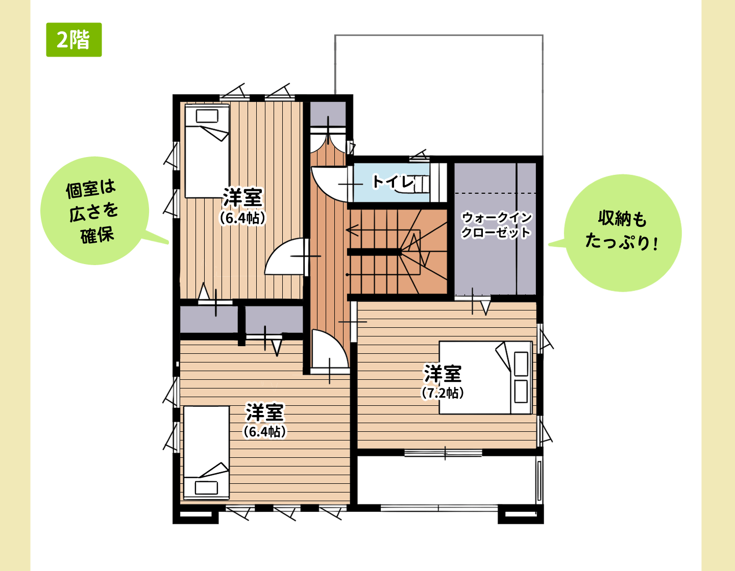 屋上のある家の2階の間取り