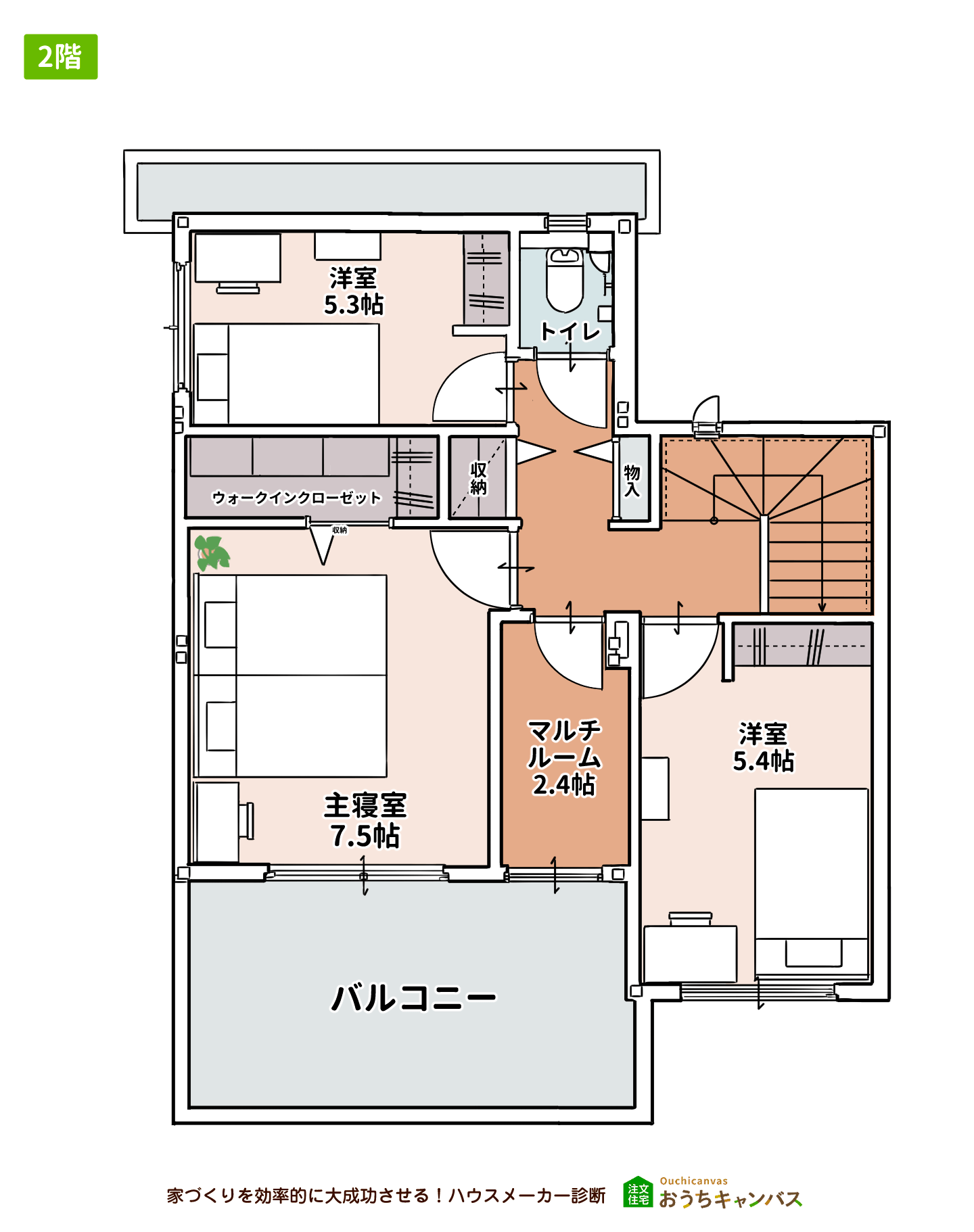 トヨタホームの間取り2階