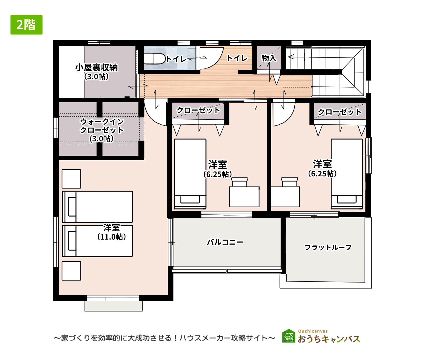 ヤマダホームズRASIO F延床面積45.33坪の2階の間取り