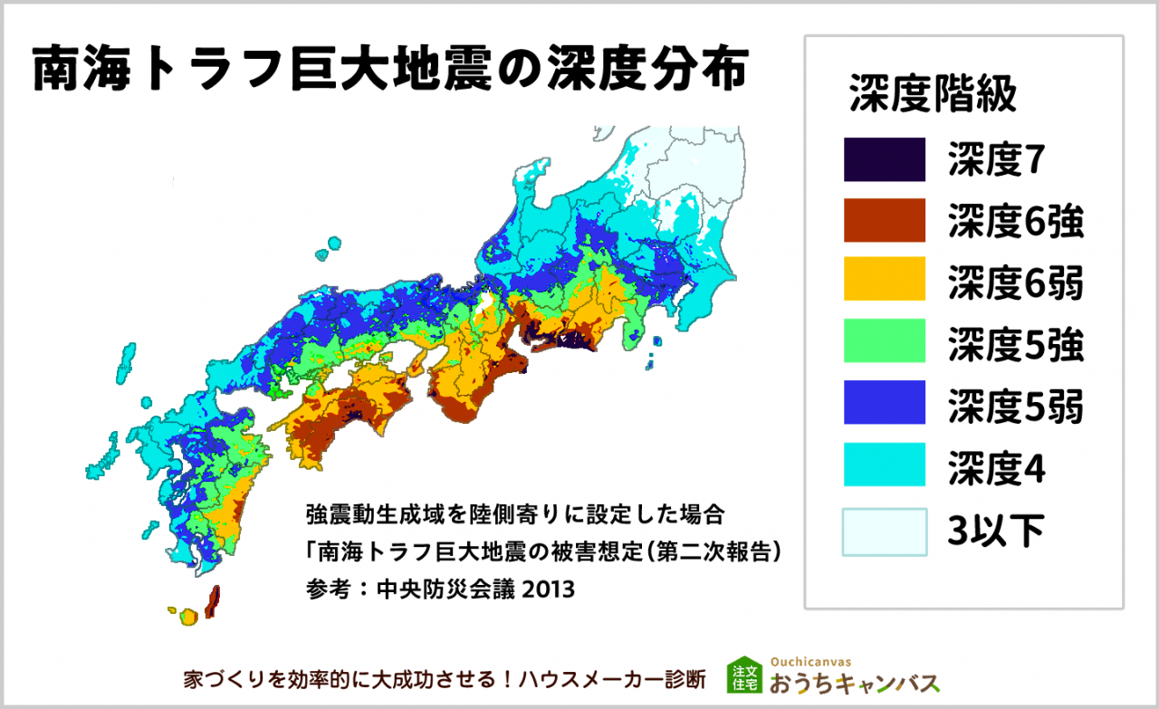 南海トラフ巨大地震の震度分布