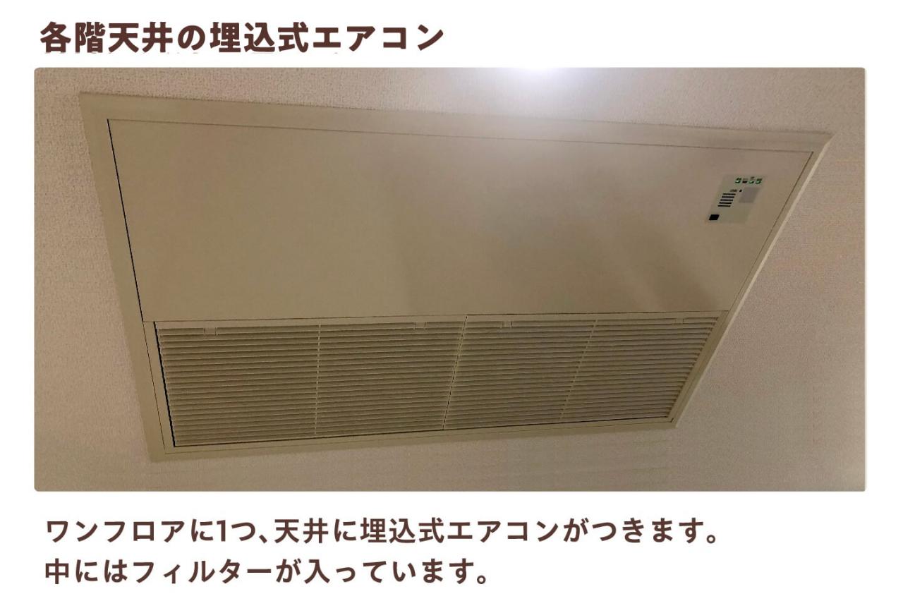 各部屋天井の埋込式エアコン