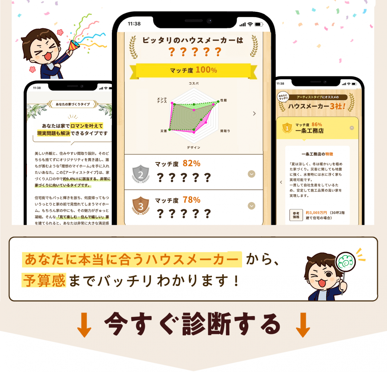 あなたに本当に合うハウスメーカーから予算感までバッチリわかります！